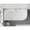 Mexen Silo freistehende Eckbadewanne links geriffelt 170 x 80 cm, weiß/grau, Überlauf Nickel gebürstet - 52891708062L-97