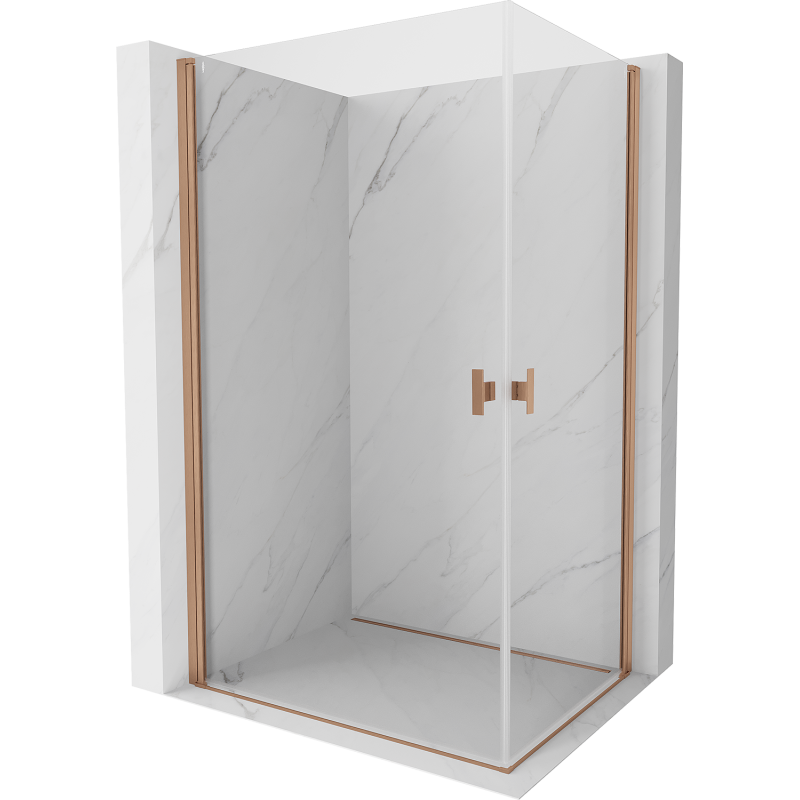 Mexen Mist-B Duo Duschkabine schwenkbar 100 x 80 cm, transparent, gebürstetes Kupfer - 8A2-100-080-65-00