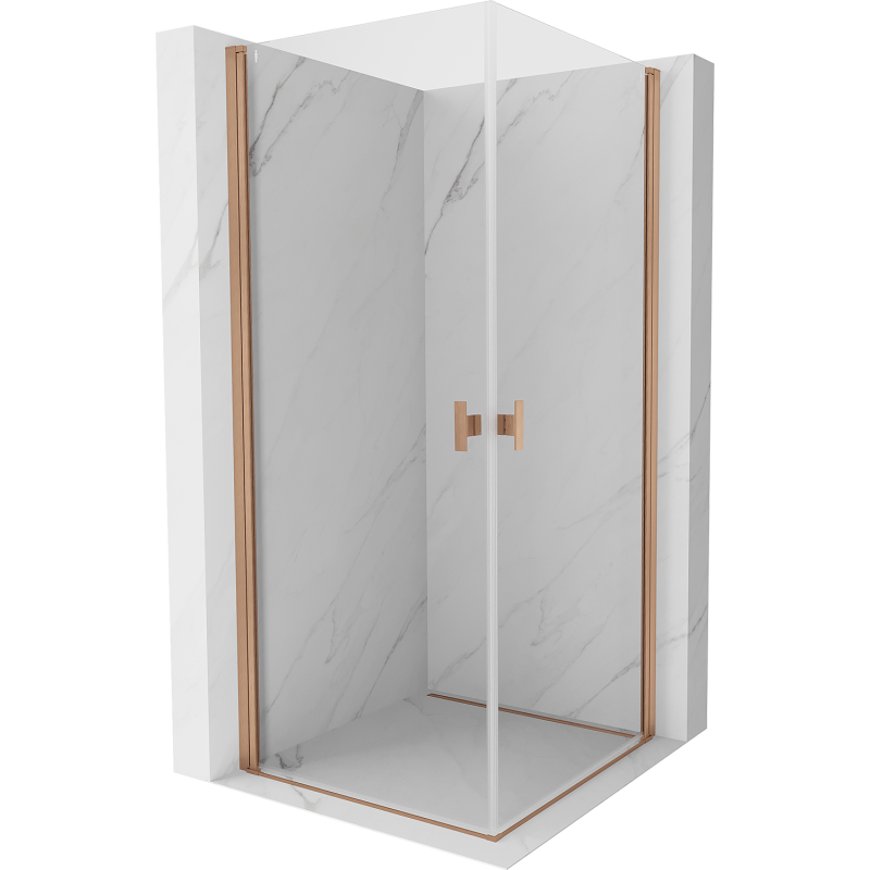 Mexen Mist-B Duo douchecabine met draaideur 85 x 85 cm, transparant, geborsteld koper - 8A2-085-085-65-00