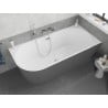 Mexen Silo freistehende Eckbadewanne rechts geriffelt 150 x 75 cm, weiß/grau, Überlauf Chrom - 52891507562P-01