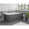Mexen Silo freistehende Eckbadewanne rechts geriffelt 150 x 75 cm, weiß/grau, Überlauf Chrom - 52891507562P-01