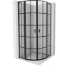 Mexen Mist L 90 x 90 cm Semi-Circular Hinged Shower Cabin, Black Grid, Black - 8A32L-090-090-70-77