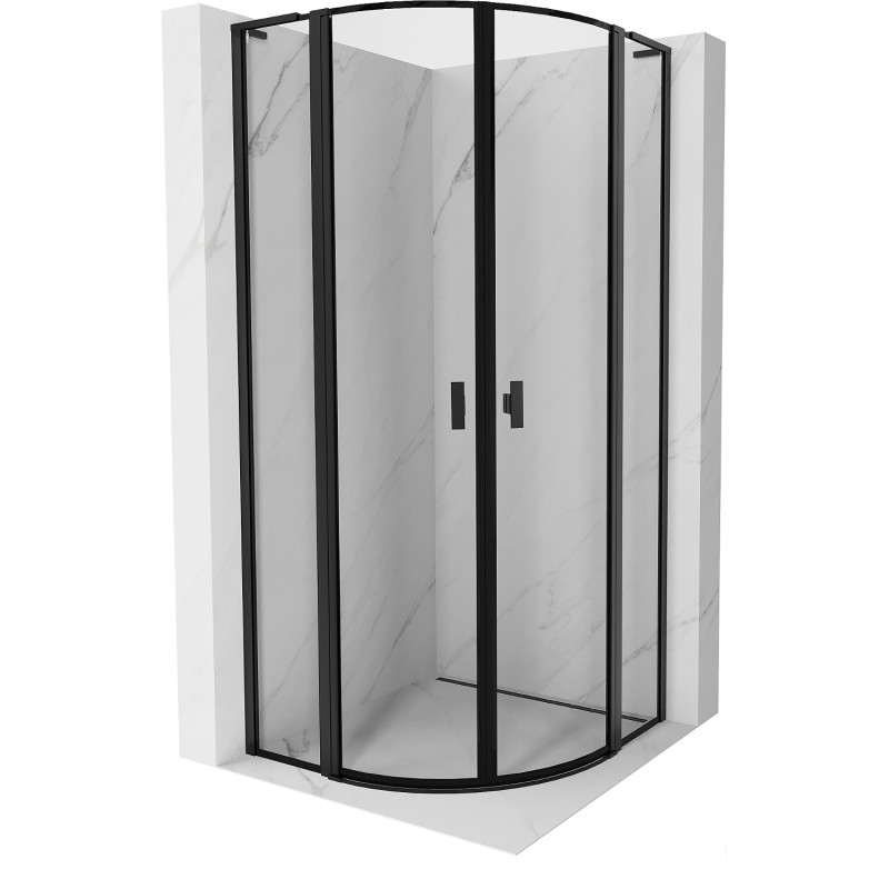 Mexen Mist L dušikabiin poolringikujuline avatav 80 x 80 cm, must raam, must - 8A32L-080-080-70-70