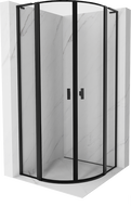 Mexen Mist L Eckduschkabine halbkreisförmig schwenkbar 90 x 90 cm, schwarzer Rahmen, schwarz - 8A32L-090-090-70-70