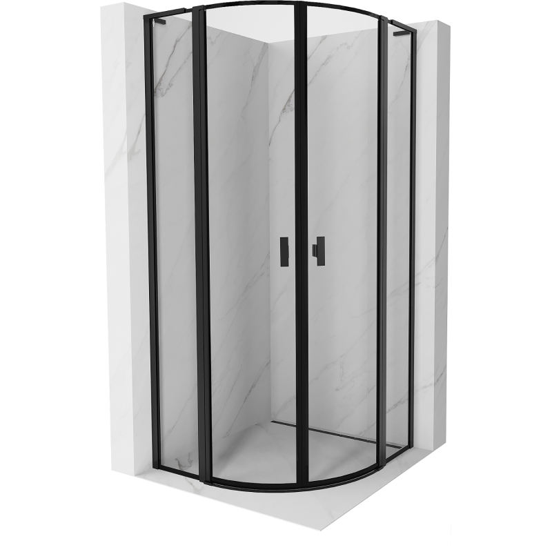 Mexen Mist L semicircular shower enclosure 100 x 100 cm, black frame, black - 8A32L-100-100-70-70