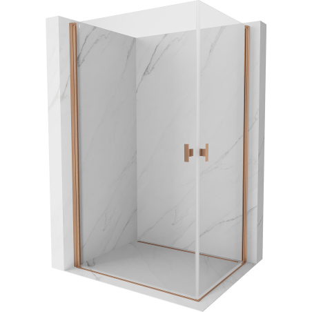 Mexen Mist-B Duo shower enclosure hinged 90 x 85 cm, transparent, brushed copper - 8A2-090-085-65-00