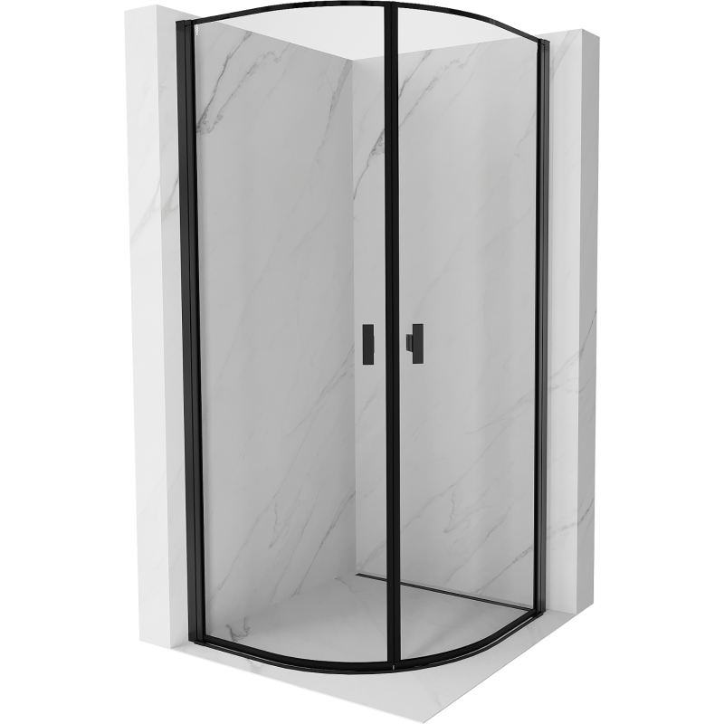 Mexen Mist cabine de douche semi-circulaire battante 70 x 70 cm, cadre noir, noir - 8A31-070-070-70-70