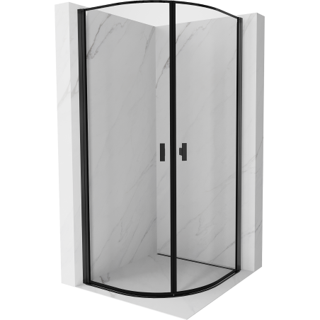 Mexen Mist cabine de douche semi-circulaire battante 70 x 70 cm, cadre noir, noir - 8A31-070-070-70-70