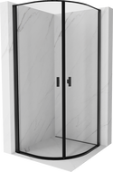 Mexen Mist kwartronde draaideur douchecabine 70 x 70 cm, zwart frame, zwart - 8A31-070-070-70-70