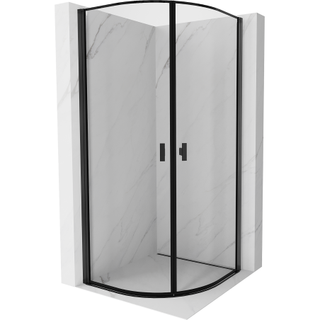 Mexen Mist cabine de duche semicircular articulada 80 x 80 cm, moldura preta, preta - 8A31-080-080-70-70