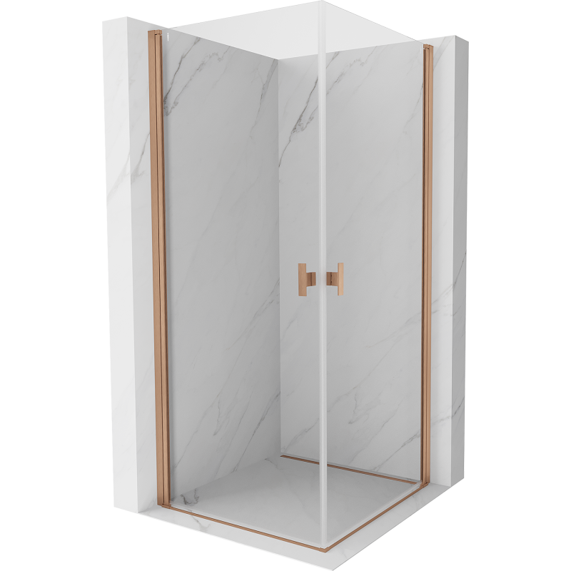 Mexen Mist-B Duo draaideur douchecabine 90 x 90 cm, transparant, geborsteld koper - 8A2-090-090-65-00