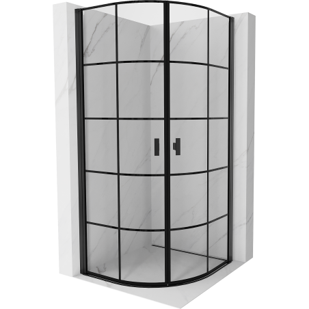 Mexen Mist semi-circular hinged shower cabin 70 x 70 cm, black grid, black - 8A31-070-070-70-77