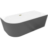 Mexen Silo freestanding corner bathtub right fluted 150 x 75 cm, white/gray, overflow gold - 52891507562P-50