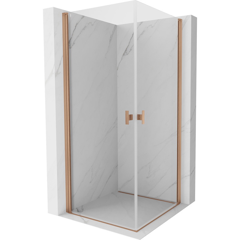 Mexen Mist-B Duo hinged dušikabiin 95 x 95 cm, läbipaistev, harjatud vask - 8A2-095-095-65-00