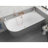Mexen Silo freistehende Eckbadewanne rechts gerillt 150 x 75 cm, weiß/grau, Überlauf Roségold - 52891507562P-60