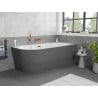 Mexen Silo freistehende Eckbadewanne rechts gerillt 150 x 75 cm, weiß/grau, Überlauf Roségold - 52891507562P-60