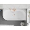 Mexen Silo freistehende Eckbadewanne rechts gerillt 150 x 75 cm, weiß/grau, Überlauf Roségold - 52891507562P-60