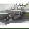 Mexen Silo freistehende Eckbadewanne rechts geriffelt 150 x 75 cm, weiß/grau, Überlauf gebürstetes Kupfer - 52891507562P-65