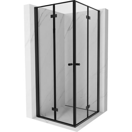 Mexen Mist-F Duo Faltduschkabine 100 x 100 cm, schwarzer Rahmen, schwarz - 8A6-100L-100P-70-70