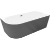 Mexen Silo freestanding corner right ribbed bath 150 x 75 cm, white/grey, gun gray brushed overflow - 52891507562P-66