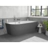 Mexen Silo freestanding corner right ribbed bath 150 x 75 cm, white/grey, gun gray brushed overflow - 52891507562P-66