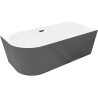Mexen Silo baignoire autoportante d'angle droite cannelée 150 x 75 cm, blanc/gris, trop-plein noir - 52891507562P-70