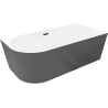 Mexen Silo freestanding corner right-sided ribbed bathtub 150 x 75 cm, white/gray, black overflow - 52891507562P-70