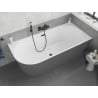 Mexen Silo freistehende Eckbadewanne rechts geriffelt 150 x 75 cm, weiß/grau, schwarzer Überlauf - 52891507562P-70
