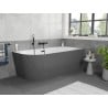 Mexen Silo freistehende Eckbadewanne rechts geriffelt 150 x 75 cm, weiß/grau, schwarzer Überlauf - 52891507562P-70