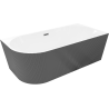 Mexen Silo freestanding corner bath right grooved 150 x 75 cm, white/grey, gun metal overflow - 52891507562P-95