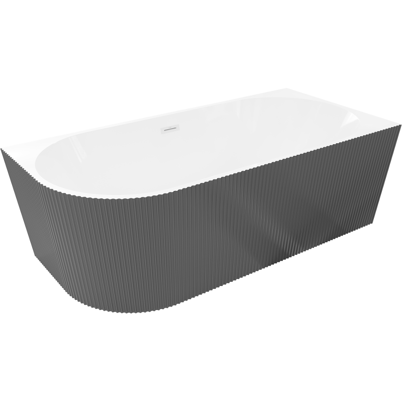 Mexen Silo freestanding corner right fluted bathtub 170 x 80 cm, white/gray, white overflow - 52891708062P-20