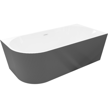 Mexen Silo freestanding corner right fluted bathtub 170 x 80 cm, white/gray, white overflow - 52891708062P-20