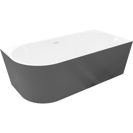 Mexen Silo freistehende Eckbadewanne rechts geriffelt 170 x 80 cm, weiß/grau, weißer Überlauf - 52891708062P-20