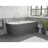 Mexen Silo freistehende Eckbadewanne rechts geriffelt 170 x 80 cm, weiß/grau, Überlauf gold - 52891708062P-50