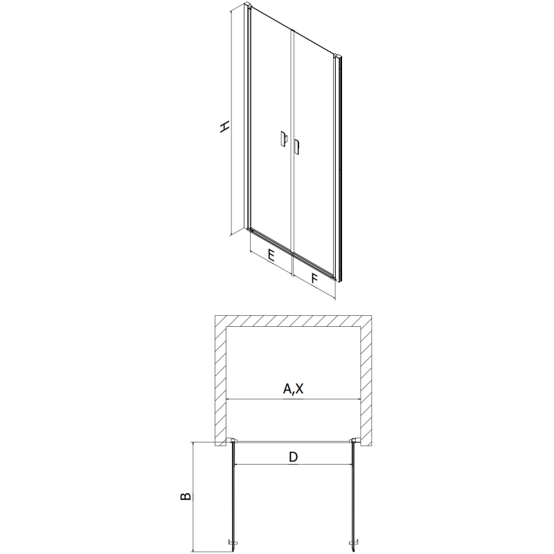 Mexen Mist porta doccia a battente 85 cm, trasparente, dorata - 8A7-085-000-50-00