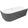 Mexen Silo baignoire autoportante d'angle droite cannelée 170 x 80 cm, blanche/grise, trop-plein doré brossé - 52891708062P-55
