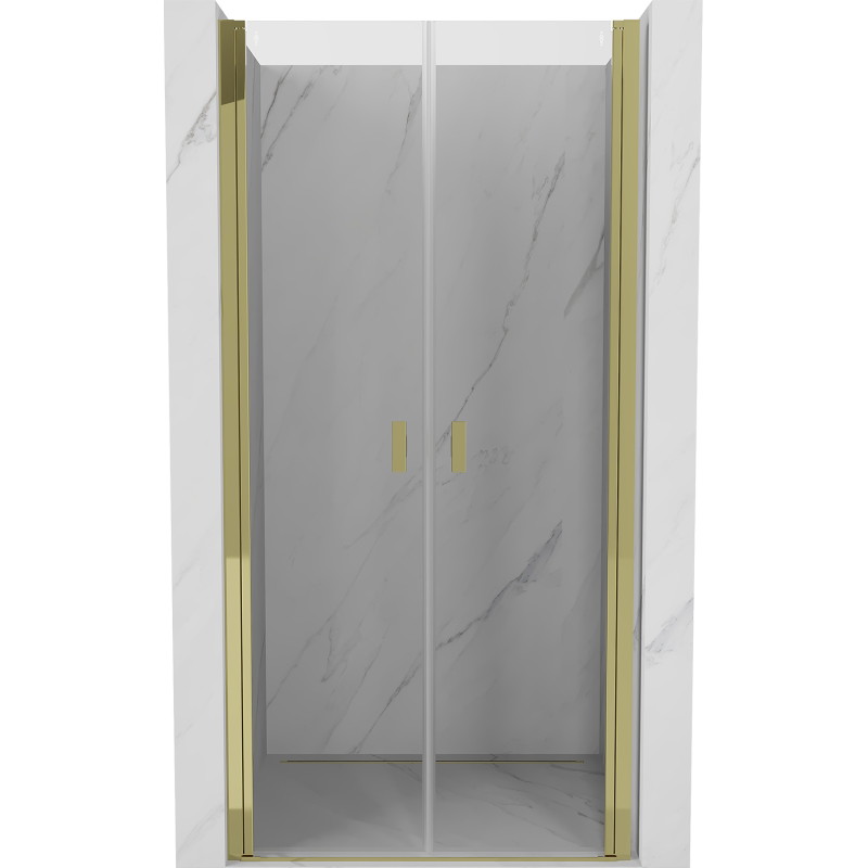 Mexen Mist hinged duššiuksed 90 cm, läbipaistev, kuldne - 8A7-090-000-50-00
