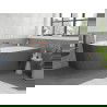 Mexen Silo freistehende Eckbadewanne rechts geriffelt 170 x 80 cm, weiß/grau, Überlauf Roségold - 52891708062P-60