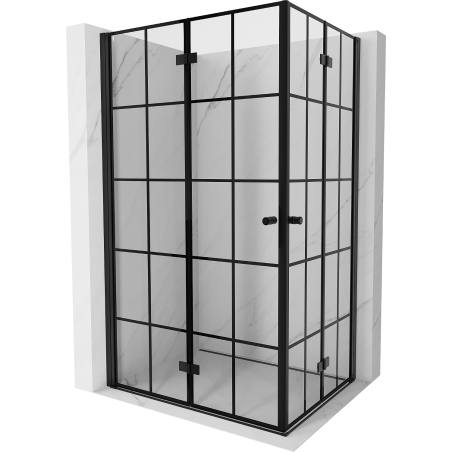 Mexen Mist-F Duo faltbare Duschkabine 75 x 70 cm, schwarzes Gitter, schwarz - 8A6-075L-070P-70-77