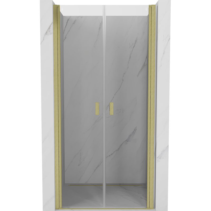 Mexen Mist puerta de ducha abatible 75 cm, transparente, dorado cepillado - 8A7-075-000-55-00