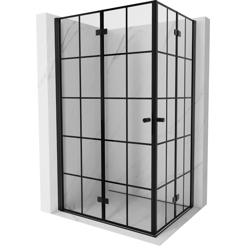 Mexen Mist-F Duo Duschkabine faltbar 80 x 70 cm, schwarzes Gitter, schwarz - 8A6-080L-070P-70-77