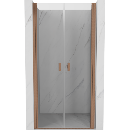 Mexen Mist puerta de ducha abatible 70 cm, transparente, cobre cepillado - 8A7-070-000-65-00