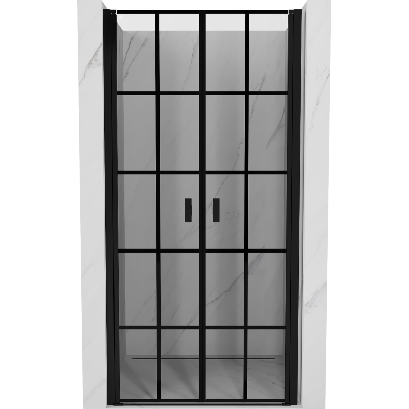 Mexen Mist porta de chuveiro pivotante 75 cm, grade preta, preto - 8A7-075-000-70-77