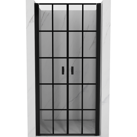Mexen Mist 80 cm Hinged Shower Door, Black Grid, Black - 8A7-080-000-70-77
