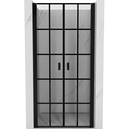Mexen Mist Duschdrehtür 85 cm, schwarzes Gitter, schwarz - 8A7-085-000-70-77
