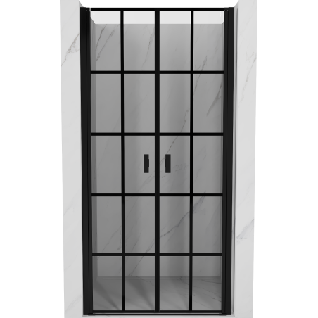 Mexen Mist puerta de ducha abatible 95 cm, cuadrícula negra, negro - 8A7-095-000-70-77