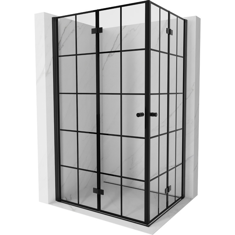 Mexen Mist-F Duo kabina prysznicowa składana lewa 85 x 80 cm, czarna kratka, czarna -  8A6-085L-080P-70-77