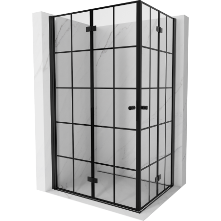 Mexen Mist-F Duo folding shower cabin left 100 x 80 cm, black grid, black - 8A6-100L-080P-70-77