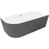 Mexen Silo freestanding corner right grooved bathtub 170 x 80 cm, white/grey, brushed copper overflow - 52891708062P-65