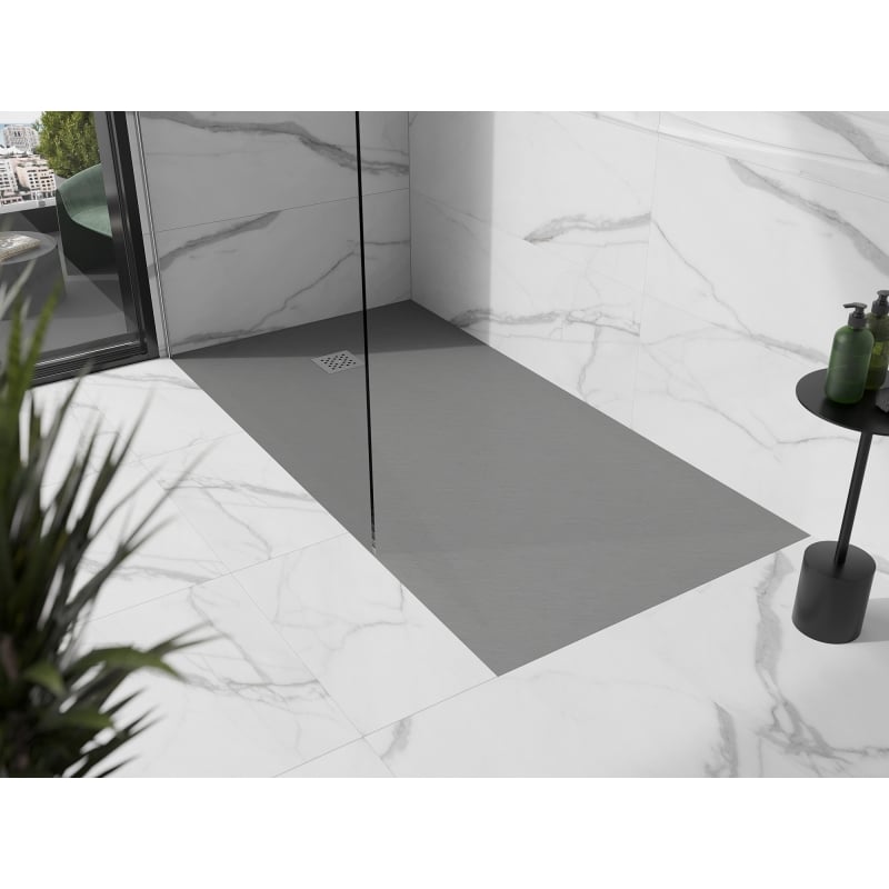 Mexen Stone+ ristkülikukujuline komposiitdušialus 200 x 80 cm, hall-betoon - 44618020